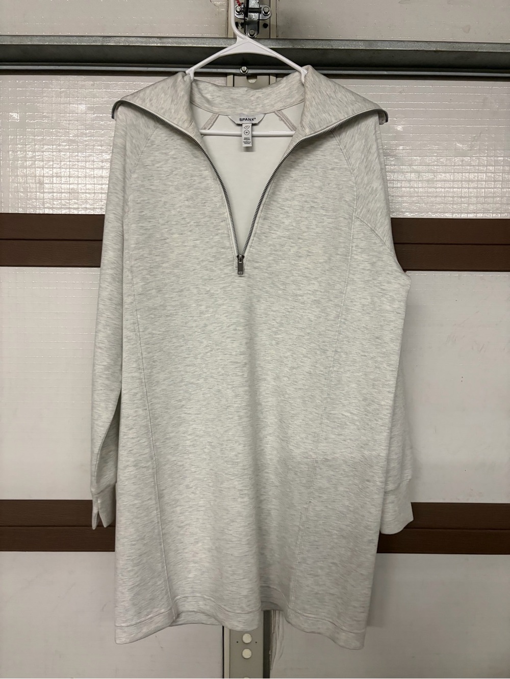 Caslon Heather Light Gray Quarter-Zip Hoodie Dress